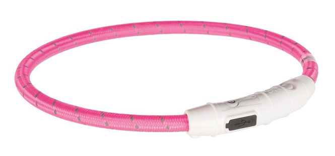 Hovedbilde Lysende Halsbånd Rosa M/USB Lader M/L 45cm